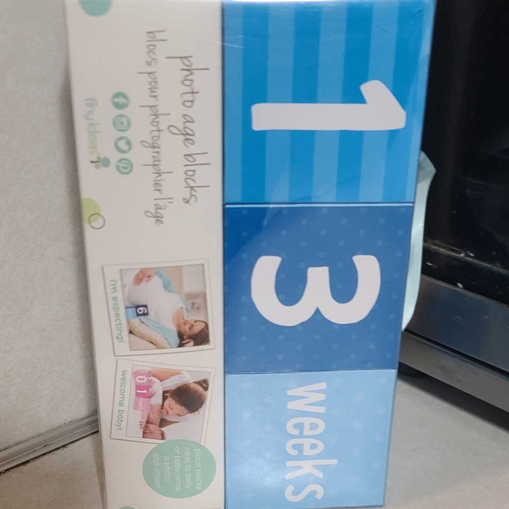 Photo Sharing Baby Age Milestone Blocks  Blue